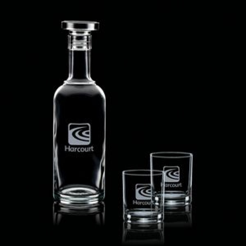Logo Branded Aristocrat Decanter & 2 On-the-Rocks Logo Branded Aristocrat Decanter & 2 On-the-Rocks