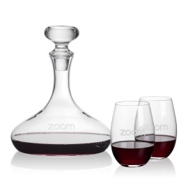 Customized Stratford Decanter & 2 Laurent Stemless Wine  Customized Stratford Decanter & 2 Laurent Stemless Wine