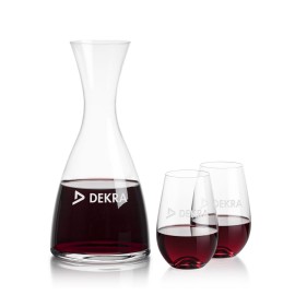 Barham Carafe & 2 Boston Stemless Wine with Logo  Barham Carafe & 2 Boston Stemless Wine with Logo