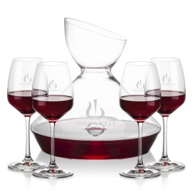 Woodbury Carafe & 4 Oldham Wine with Logo  Woodbury Carafe & 4 Oldham Wine with Logo