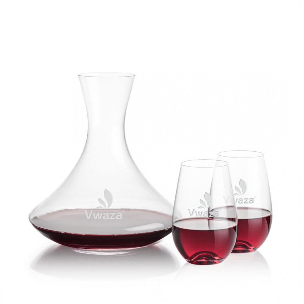 Custom Senderwood Carafe & Boston Stemless Wine Custom Senderwood Carafe & Boston Stemless Wine
