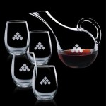Custom Engraved Medford Carafe & 4 Stemless Wine