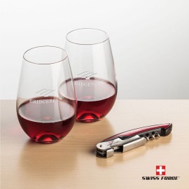 Customized Swiss Force Opener & 2 Boston Wine - Red