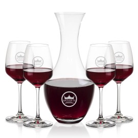 Oldham Carafe & 4 Oldham Wine with Logo  Oldham Carafe & 4 Oldham Wine with Logo