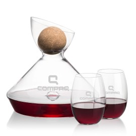 Woodbury Carafe w/Cork Stopper & 2 Carlita Stemless Wine with Logo  Woodbury Carafe w/Cork Stopper & 2 Carlita Stemless Wine with Logo