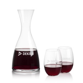 Logo Branded Barham Carafe & Carlita Stemless Wine