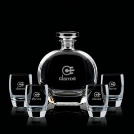 Belfast Decanter & 4 On-the-Rocks with Logo