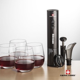 Customized Swiss Force Opener & 4 Crestview Stemless Wine  Customized Swiss Force Opener & 4 Crestview Stemless Wine