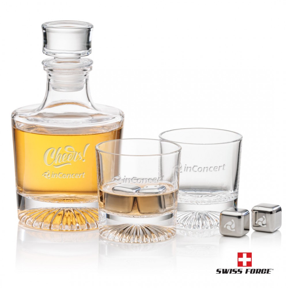 Romford Decanter Set & Ice Cubes with Logo Romford Decanter Set & Ice Cubes with Logo