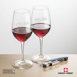 Custom Swiss Force Opener & 2 RIEDEL Oenologue Wine - Blue