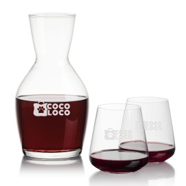 Westwood Carafe & Crestview Stemless with Logo