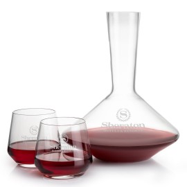Tucson Carafe & Stemless Wine Set with Logo
