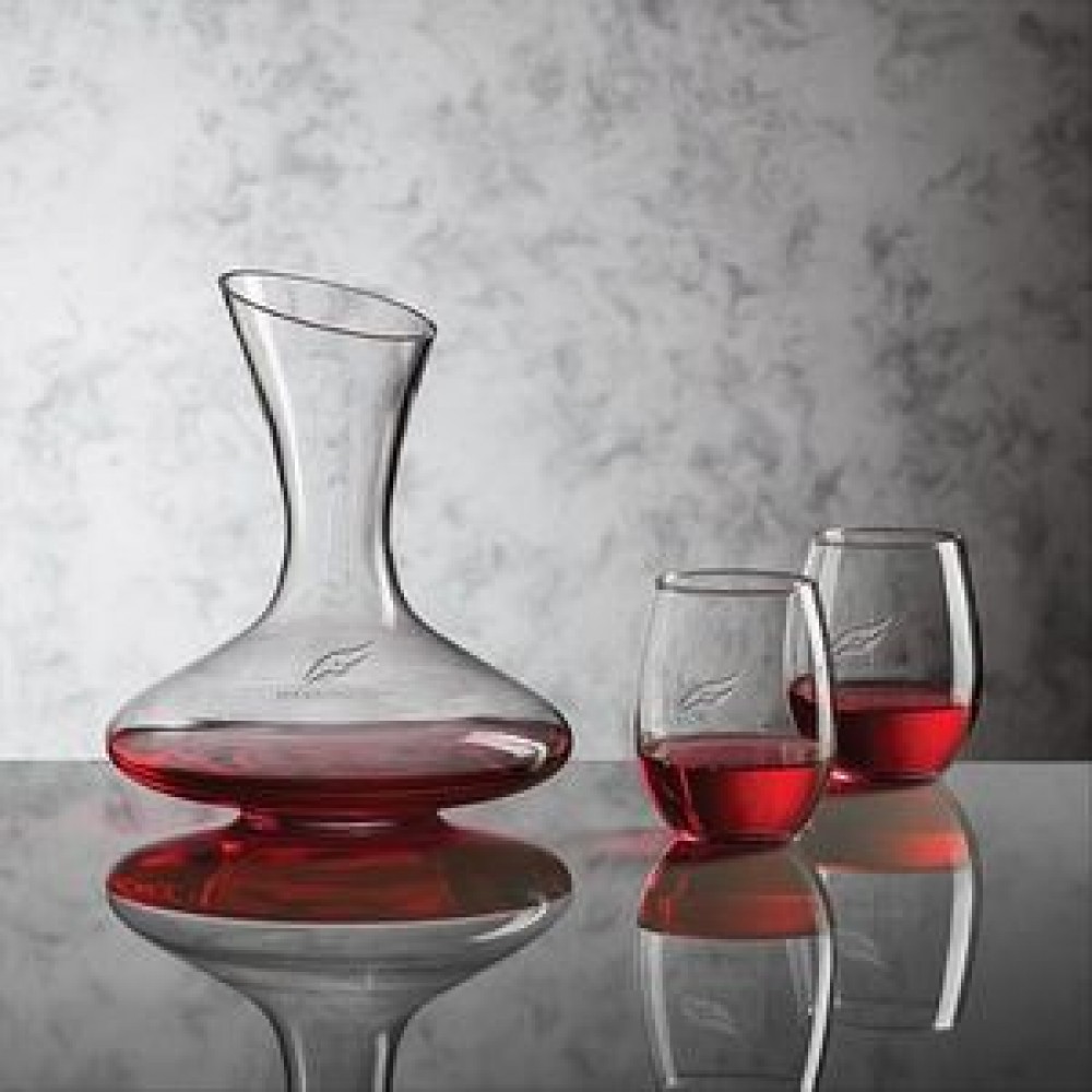 Custom Engraved Edenvale Carafe & 2 Stemless Wine Glasses Custom Engraved Edenvale Carafe & 2 Stemless Wine Glasses