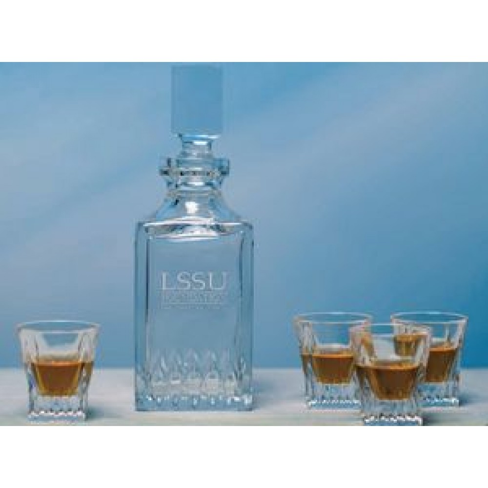 Hudson Decanter Tasting Set (5 Piece Set) Custom Imprinted Hudson Decanter Tasting Set (5 Piece Set) Custom Imprinted
