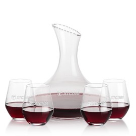 Innisfil Carafe & 4 Reina Stemless Wine with Logo