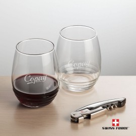 Swiss Force Opener & 2 RIEDEL Wine - Silver with Logo