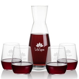Winchester Carafe & 4 Germain Stemless with Logo  Winchester Carafe & 4 Germain Stemless with Logo