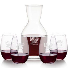 Westwood Carafe & 4 Laurent Stemless with Logo