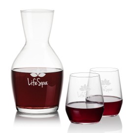 Westwood Carafe & 2 Germain Stemless with Logo  Westwood Carafe & 2 Germain Stemless with Logo