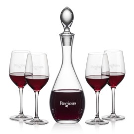 Malvern Decanter & 4 Lerthbridge Wine with Logo  Malvern Decanter & 4 Lerthbridge Wine with Logo