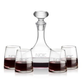 Stratford Decanter & 4 Telford Stemless Wine with Logo
