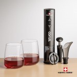 Personalized Swiss Force Opener & 2 Dunhill Stemless Wine