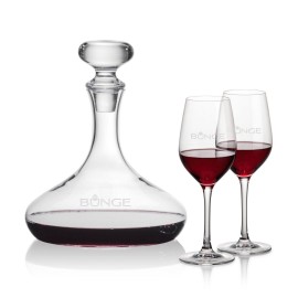 Stratford Decanter & 2 Lethbridge Wine with Logo  Stratford Decanter & 2 Lethbridge Wine with Logo