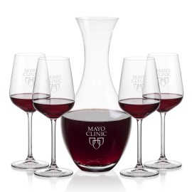 Logo Branded Oldham Carafe & 4 Elderwood Wine
