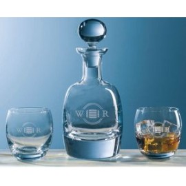 Barrel Decanter w/2 Glasses (3pc Set) with Logo  Barrel Decanter w/2 Glasses (3pc Set) with Logo
