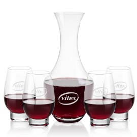 Oldham Carafe & 4 Glenarden Stemless with Logo  Oldham Carafe & 4 Glenarden Stemless with Logo