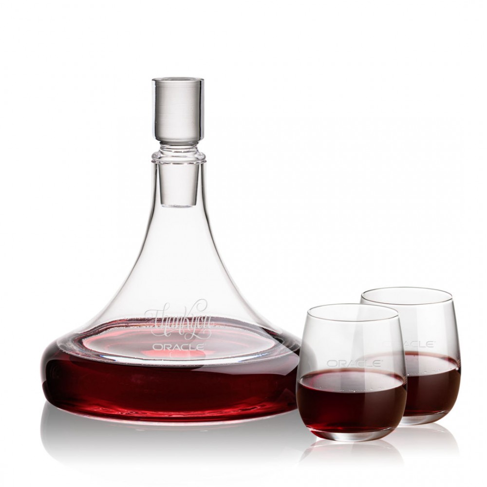 Ashby Decanter & Crestview Stemless Wine with Logo Ashby Decanter & Crestview Stemless Wine with Logo