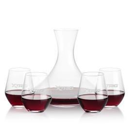 Senderwood Carafe & 4 Reina Stemless Wine with Logo