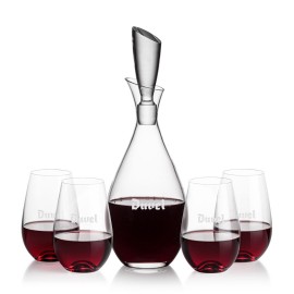 Juliette Decanter & 4 Boston Stemless Wine with Logo