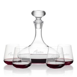 Stratford Decanter & 4 Breckland Stemless Wine with Logo