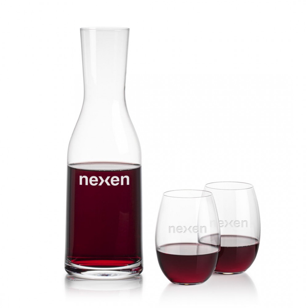 Logo Branded Caldmore Carafe & Carlita Stemless Wine Logo Branded Caldmore Carafe & Carlita Stemless Wine