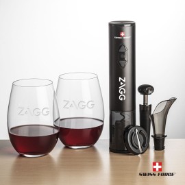 Custom Swiss Force Opener & 2 Laurent Stemless Wine  Custom Swiss Force Opener & 2 Laurent Stemless Wine