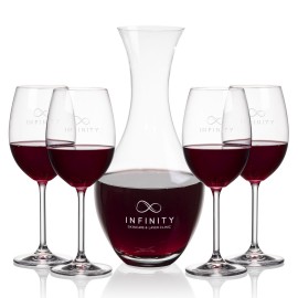 Oldham Carafe & 4 Blyth Wine with Logo  Oldham Carafe & 4 Blyth Wine with Logo