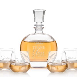Glendale Decanter & 4 Tucson On-the-Rocks with Logo