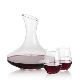 Innisfil Carafe & Reina Stemless Wine with Logo