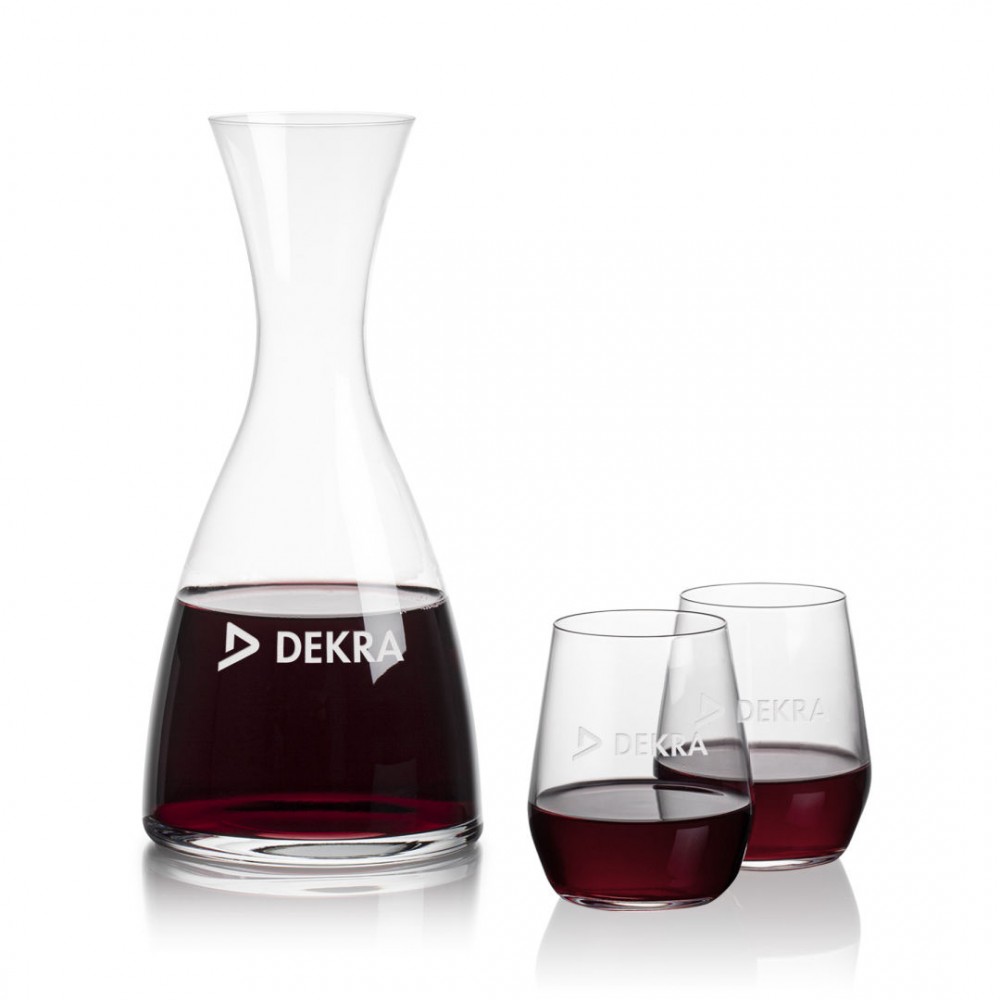 Barham Carafe & Germain Stemless Wine with Logo Barham Carafe & Germain Stemless Wine with Logo