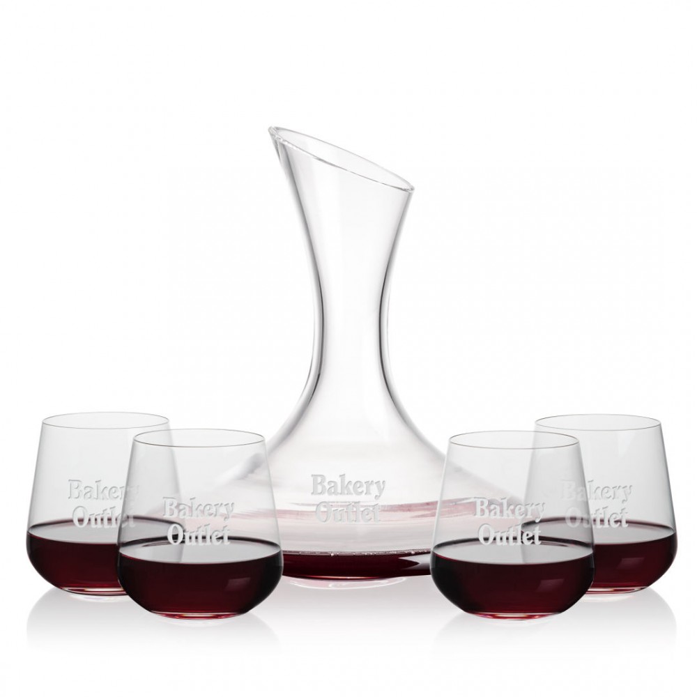 Madagascar Carafe & 4 Howden Stemless Wine with Logo