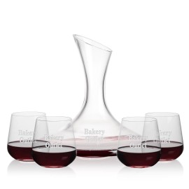 Madagascar Carafe & 4 Howden Stemless Wine with Logo