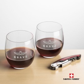 Logo Branded Swiss Force Opener & 2 Zacata Wine - Red