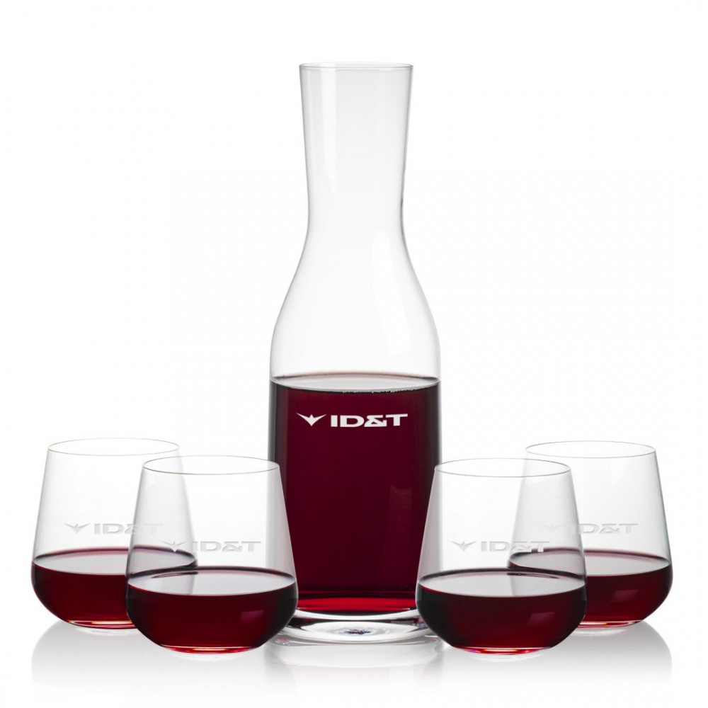 Personalized Caldmore Carafe & 4 Howden Stemless Wine