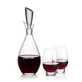 Juliette Decanter & 2 Glenarden Stemless Wine with Logo  Juliette Decanter & 2 Glenarden Stemless Wine with Logo