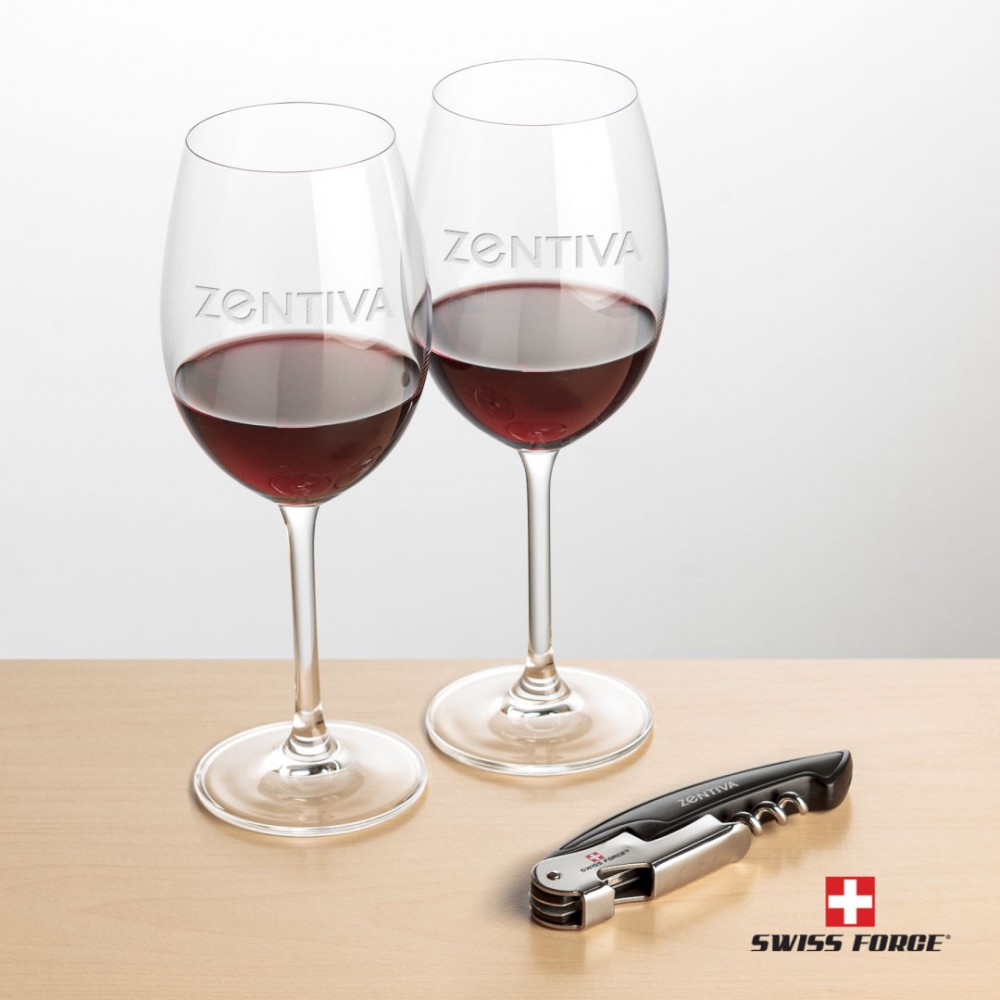Personalized Swiss Force Opener & 2 Coleford Wine - Black
