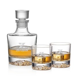 Heathfield Decanter & 2 On-the-Rocks with Logo