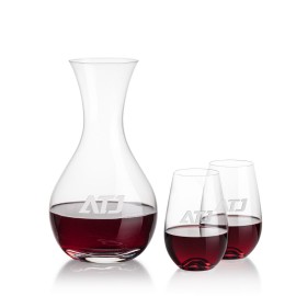 Adelita Carafe & Boston Stemless Wine with Logo