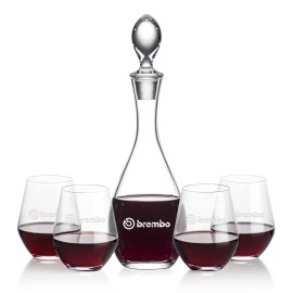 Logo Branded Malvern Decanter & 4 Reina Stemless Wine