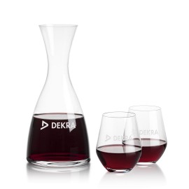 Barham Carafe & 2 Reina Stemless Wine with Logo